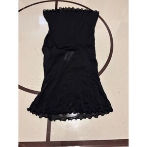 BP. Black Sheer Mesh Lettuce Edge Tube Top Strapless One Size 0763